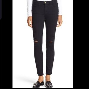 Frame Le Skinny de Jeanne black ripped jeans sz25